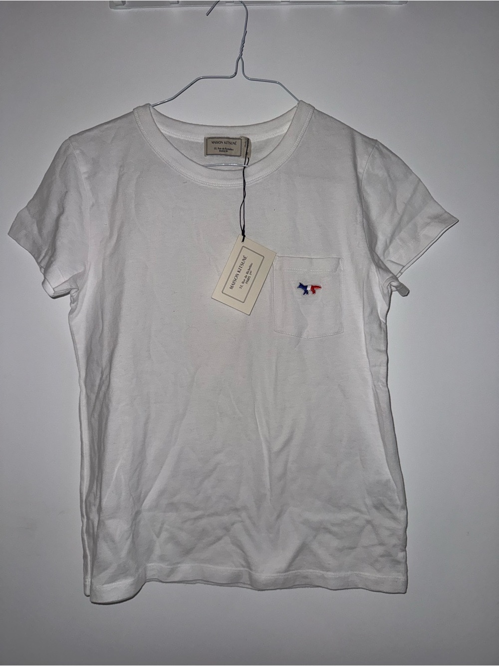 MAISON KITSUNÉ White Pocket Tee with Tricolor Fox Patch